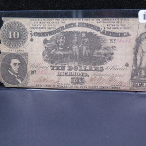 1861 $10 C.S.A., Civil War Era Currency. Store Sale #01493