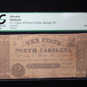 1861 $2., State of North Carolina., Raleigh., PCGS F-12., Store #GNC022