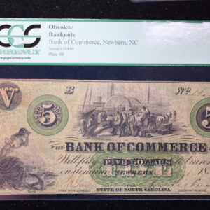 1861 $5., Bank of Commerce., NEWBERN, NC., PCGS VF-25., Sale #GNC012