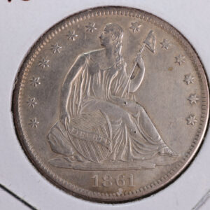 1861-S Liberty Seated Half Dollar, Affordable Circulated Coin. Store Sale #23080942