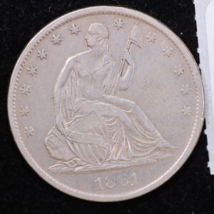 1861-S Seated Liberty Half Dollar, Affordable Collectible Circulated Coin, Store #14203