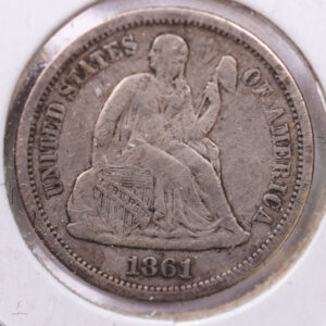 1861-S Seated Liberty Silver Dime., X.F., Details., Store Sale #19075