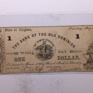 1862 $1, PEARISBURG, VA., Obsolete Currency., Store #2116