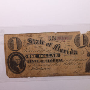 1862 $1., State Of Florida., Tallahassee., Obsolete Currency., Store #FL003.