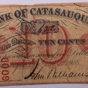 1862 10 Cents., Bank of CASTASAUQUA, LA., Obsolete Currency., Store #LA001.