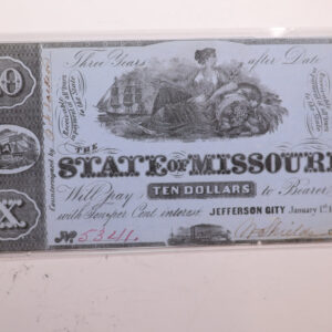 1862 $10., State of Missouri., Affordable Collectible Currency, Store #06214