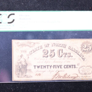 1862 25 Cents., State of North Carolina, Raleigh, N.C., PCGS AU-58., Sale #GNC006