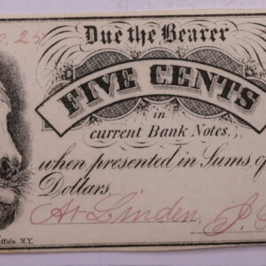 1862 5 Cent, Linden Script, J.S. Hyatt., STORE #18544
