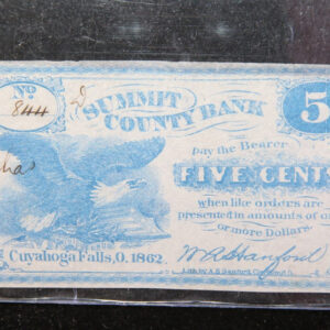 1862 Cuyahoga Falls, Ohio., Obsolete Currency, Store Sale 093126