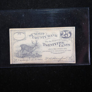 1862 Summit County Bank, Ohio, Obsolete Currency, Store Sale 093076