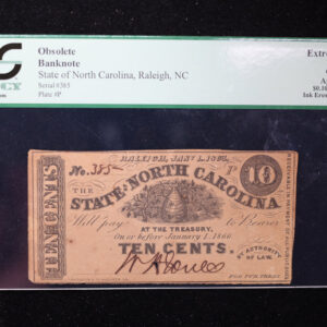 1863 10 Cents., State of North Carolina., Raleigh., PCGS EF-40., Store #GNC027