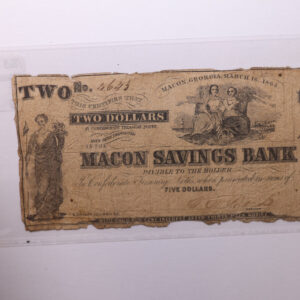 1863 $2., MACON SAVINGS BANK., GA., Obsolete Currency., Store #GA024