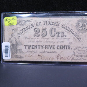 1863 25 Cent, Obsolete Currency. North Carolina, Store #04838