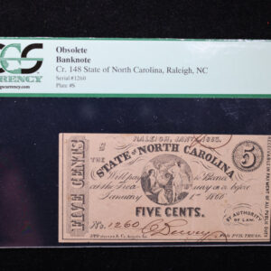 1863 5 Cents., State of North Carolina., PCGS XF-40, Sale #GNC005