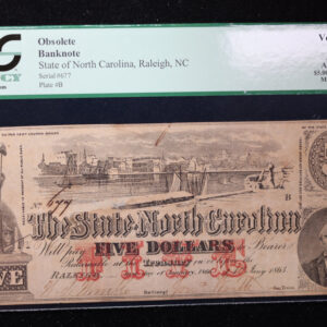 1863 $5., State of North Carolina., Raleigh., PCGS VF-30., Store #GNC018