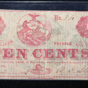 1863 Capital Bank, PA., Obsolete Currency, Store Sale 093095