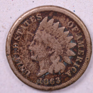 1863 Indian Head Cents., Very Good Circulated Coin., Store#0960