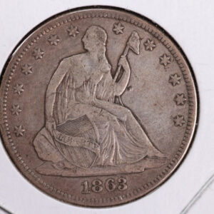 1863 Liberty Seated Half Dollar, Affordable Circulated Coin. Store Sale #23080947