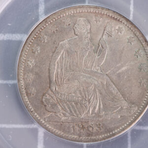 1863-S Liberty Seated Half Dollar, ANACS AU-53, Store #23070514