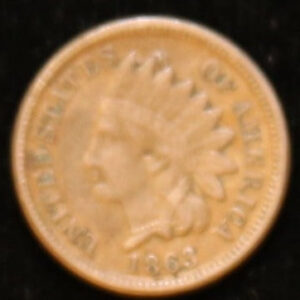 1863 Small Cent Indian Head, Nice Coin XF details. Store #242546