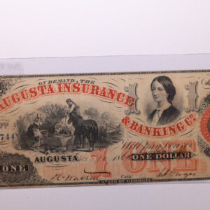 1864 $1., Augusta Insurance Banking, GA., Obsolete Currency., Store #GA015.