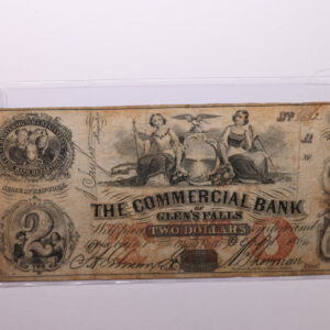 1864 $2, GLEN'S FALLS, N.Y., Obsolete Currency., Store #NY001
