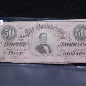 1864 $50 C.S.A. Civil War Era Currency. Southern States. Store #04807