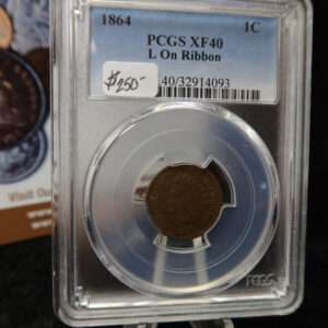 1864 Indian Head Small Cent, L On Ribbon. PCGS Graded XF40. Store # 08488