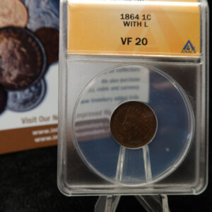 1864 Indian Head Small Cent, With L. ANACS Graded VF20. Store # 08489