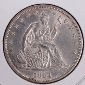 1864 Liberty Seated Half Dollar, Affordable Circulated Coin. Store Sale #23080949