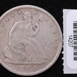 1864-S Seated Liberty Half Dollar, Affordable Collectible Circulated Coin, Store #14207