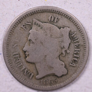 1865 3 Cent C.N., Very Good Circulated Coin., Store#1119