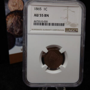1865 Indian Head Small Cent. NGC Graded AU55. Store # 08492