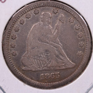 1865 Liberty Seated Quarter., Very Fine Circulated Coin., Store#1090