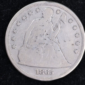 1865 Liberty Seated Silver Dollar, Last Year w No Motto. Store #23080409