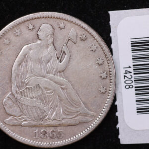 1865-S Seated Liberty Half Dollar, Affordable Collectible Circulated Coin, Store #14208