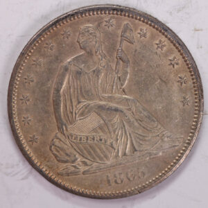 1865-S Seated Liberty Half Dollar., AU/Slider Circulated Coin., Store #2009