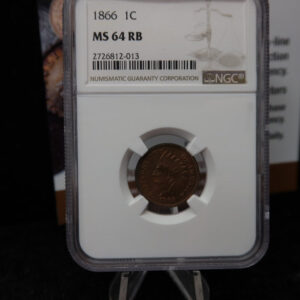 1866 Indian Head Small Cent. NGC Graded MS64 RB. Store # 08494