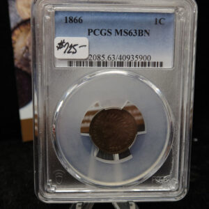 1866 Indian Head Small Cent. PCGS Graded MS63 BN. Store # 08493