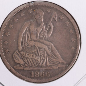 1866-S Liberty Seated Half Dollar, Affordable Circulated Coin. Store Sale #23080956