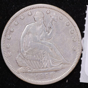1866-S Seated Liberty Half Dollar, 'No Motto' Affordable Collectible Circulated Coin, Store #14211