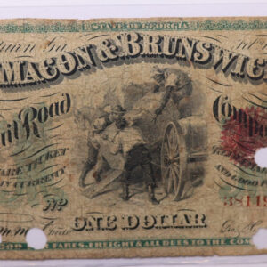 1867 $1, MACON & BRUNSWICK Rail Road., Obsolete Currency., Store #GA013.
