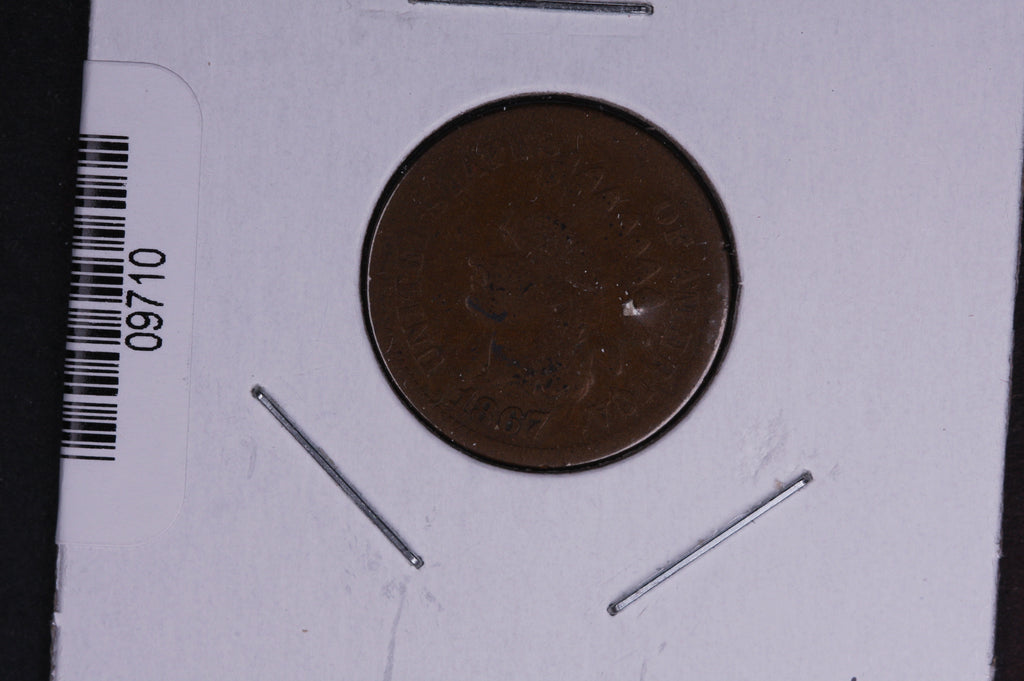 1867 Indian Head Small Cent. Affordable Collectible Coin. Store # 09710