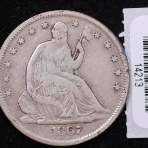 1867-S Seated Liberty Half Dollar, Affordable Collectible Circulated Coin, Store #14213