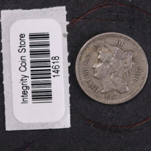 1867 Three Cent Copper Nickel (CN). Affordable Collectible Coin. Store #14618