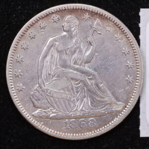 1868 Seated Liberty Half Dollar, Affordable Collectible Circulated Coin, Store #14214