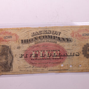 1869 $5, Jackson Iron Company., Fayette, Mich., Store #18605