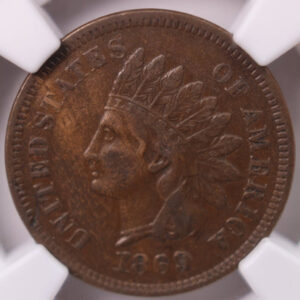 1869/69, Indian Head Cent., FS-301., Over Date., NGC VF-30., Store #GCI001