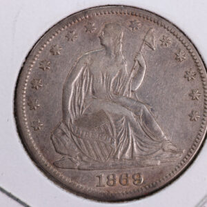 1869 Liberty Seated Half Dollar, Affordable Circulated Coin. Store Sale #23080959