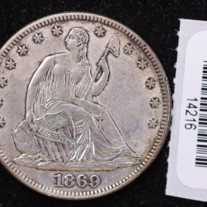 1869 Seated Liberty Half Dollar, Affordable Collectible Circulated Coin, Store #14216
